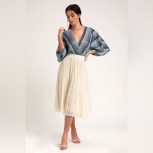 Disco Dancing Blue Multi Striped Sheer Surplice Bodysuit Lulus shiny mid sleeve